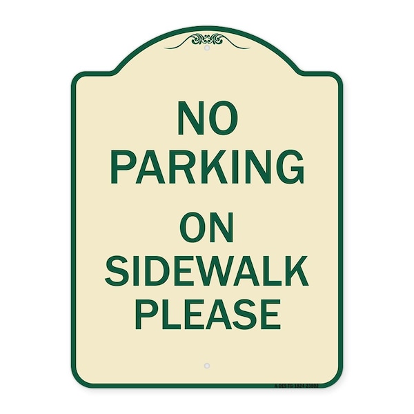 No Parking on Sidewalk Please Heavy-Gauge Aluminum Architectural Sign, 24" x 18", TG-1824-23802